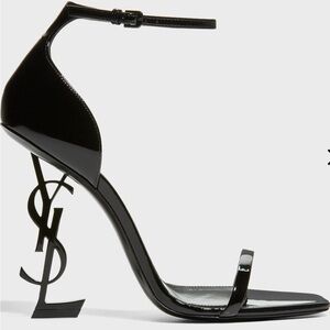 Yves Saint Laurent Black Logo Heel Sandals
